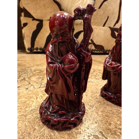 Chinese Fu Lu Shou Trio Figurines Polyresin Home Decor - Picture 5 of 8